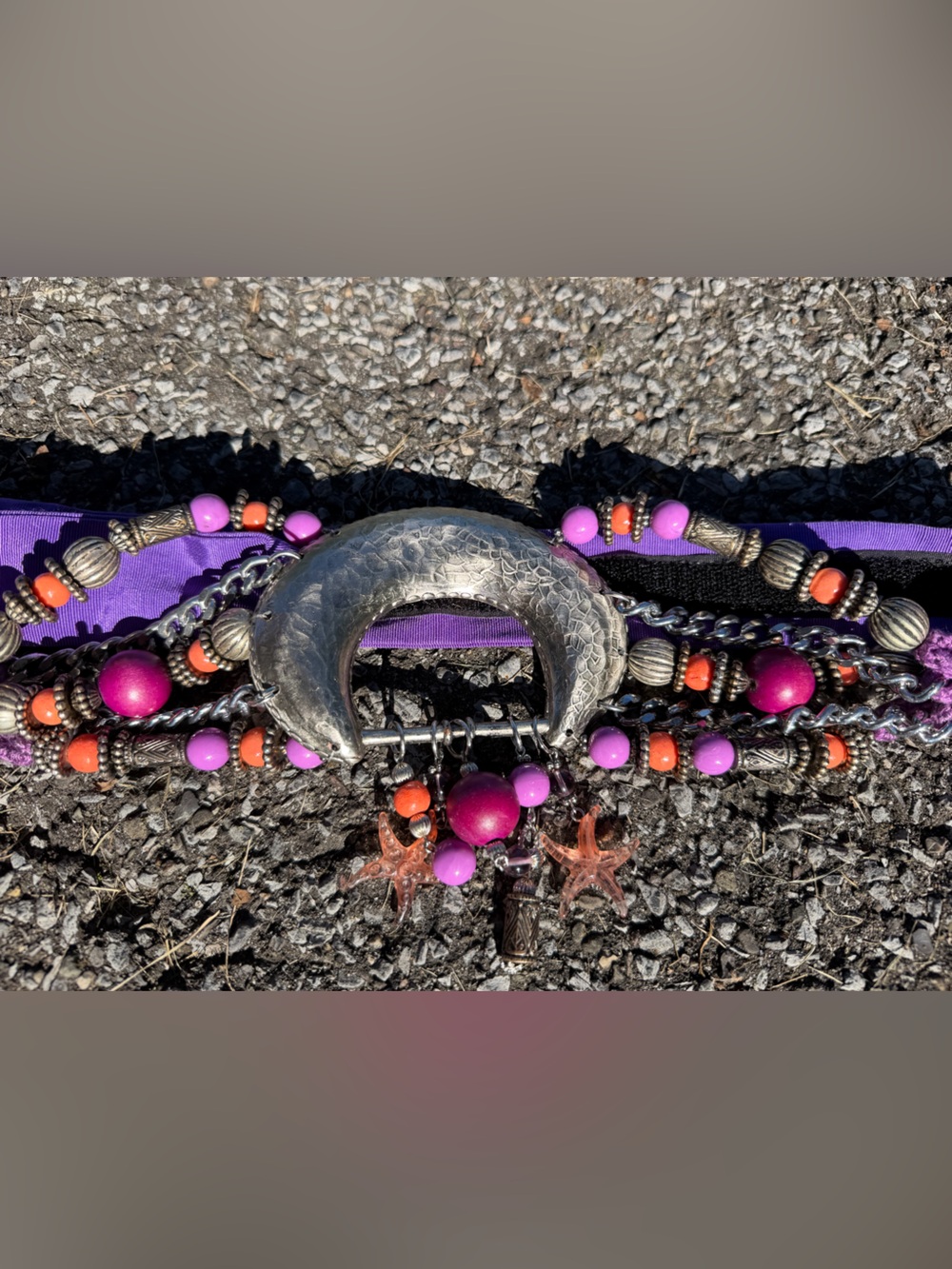 Vintage Carolyn Tanner 26” - 36” Waist Purple Beaded Multi-Chain Belt